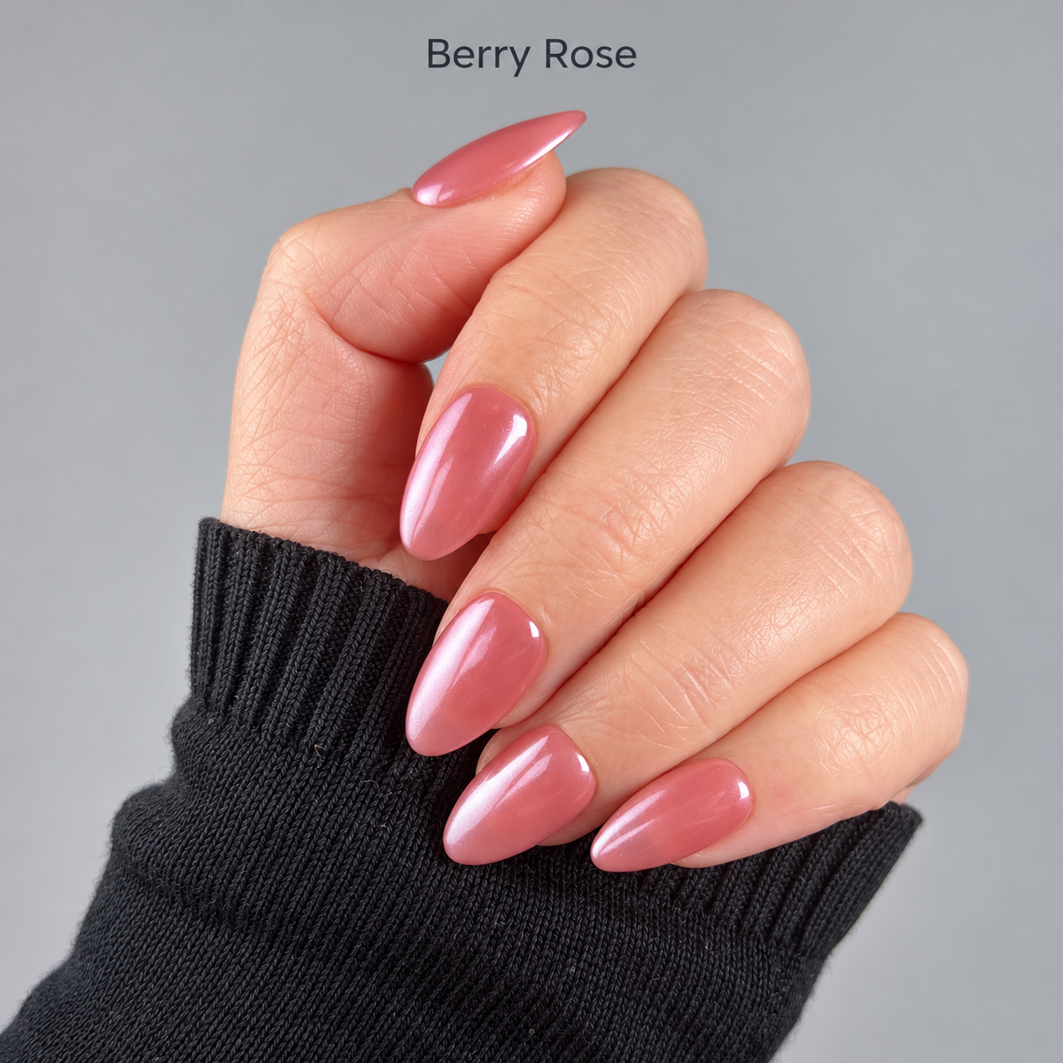Illuminails M48 Everyday Nude short almond press-on nails in Berry Rose