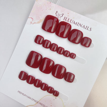 Hong Kong Red solid press-on toenails from the Essential Pedi Collection