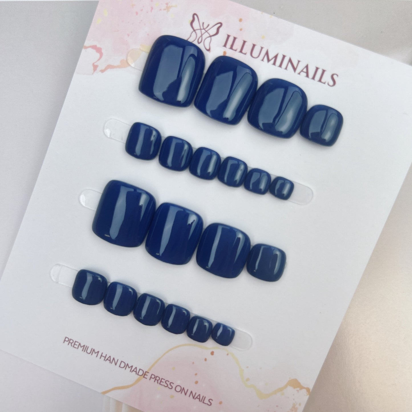Navy Blue solid press-on toenails from the Essential Pedi Collection