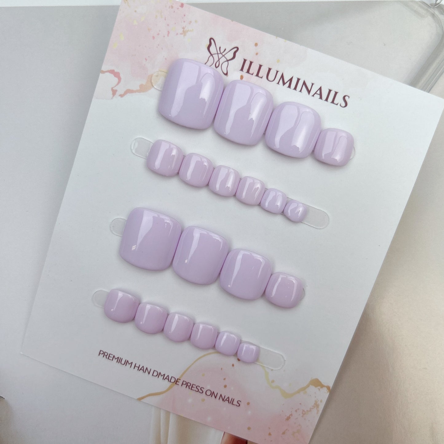 Taro Lilac solid press-on toenails from the Essential Pedi Collection