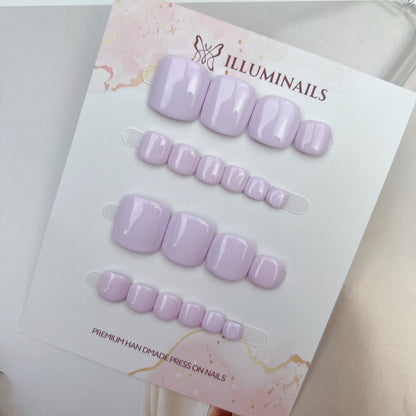 Taro Lilac solid press-on toenails from the Essential Pedi Collection