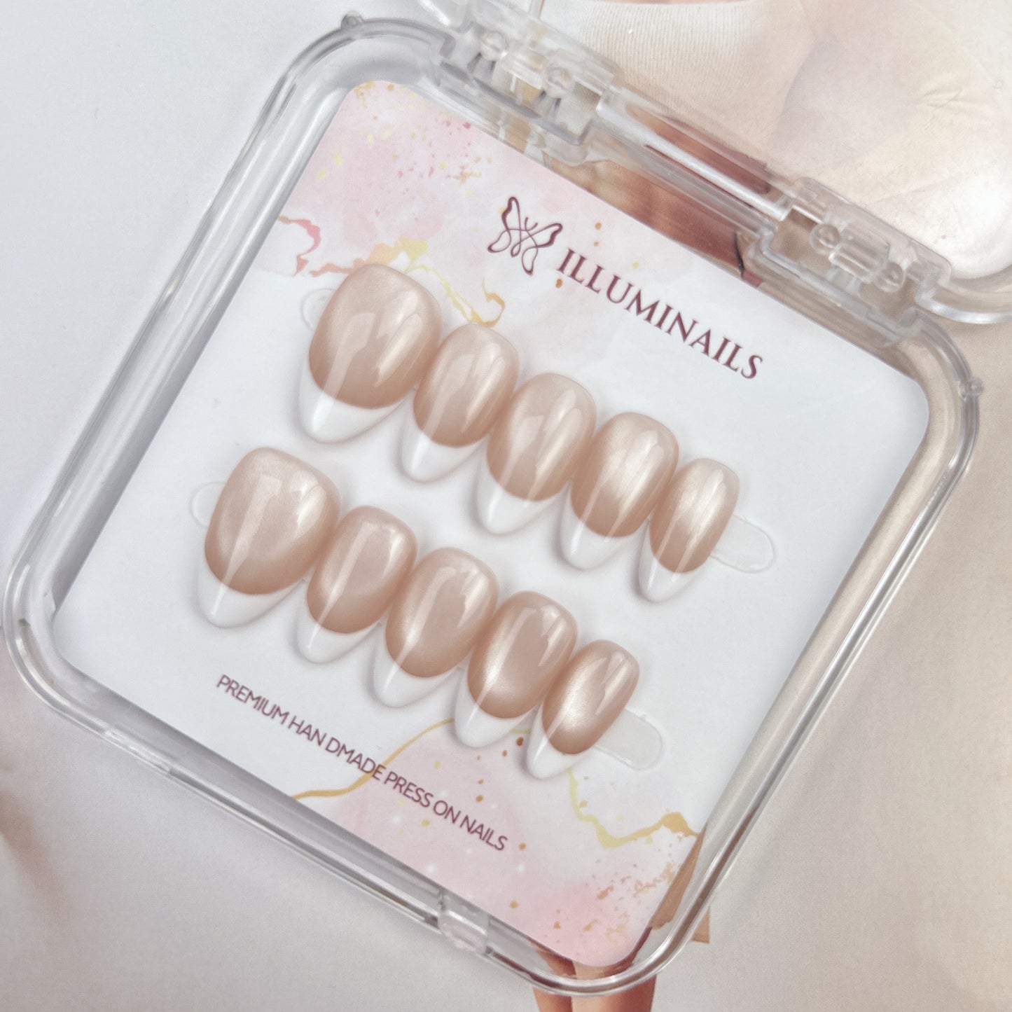 Moonlit French short oval cat eye French press-on nails