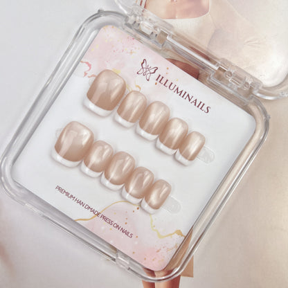 Moonlit French short square cat eye French press-on nails