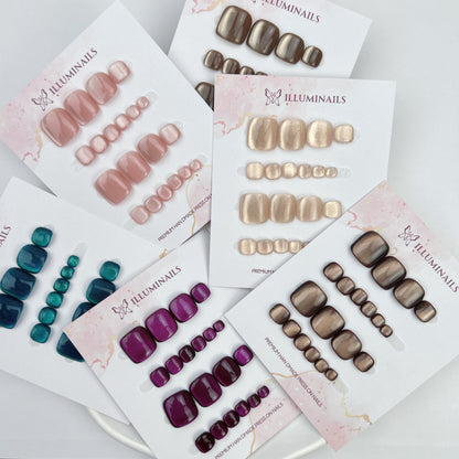 Aurora Cat Eye press-on toenails in six colours