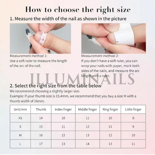Press-on nails size guide