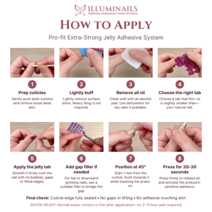 Eight-step guide to applying press-on nails with Pro-Fit Extra-Strong Adhesive Tabs